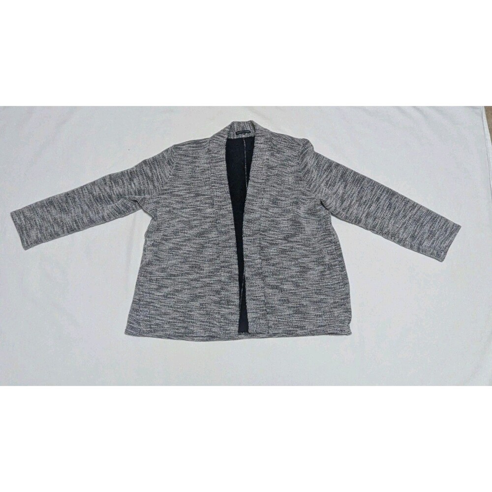 Eileen Fisher Open-Front Marled Knit Cardigan Sweater Sz M-L?